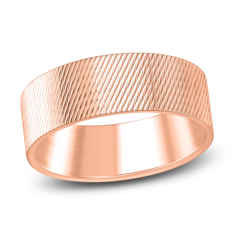 Main Image 1 of High-Polish Textured Wedding Band 14K Rose Gold 8.0mm