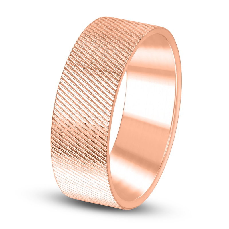 Main Image 2 of High-Polish Textured Wedding Band 14K Rose Gold 8.0mm