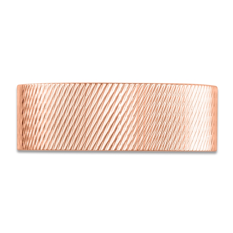 Main Image 3 of High-Polish Textured Wedding Band 14K Rose Gold 8.0mm