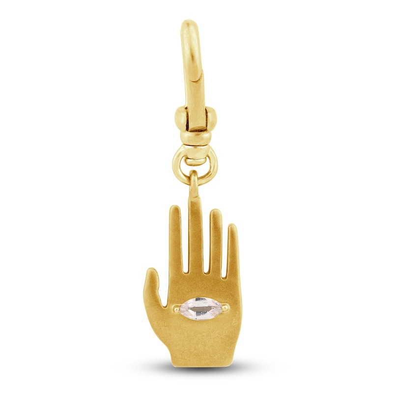 Main Image 1 of Charm'd by Lulu Frost 10K Yellow Gold White Sapphire Palm of Peace Charm