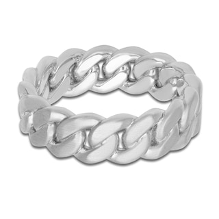 Men's Brushed Cuban Link Wedding Band 14K White Gold 7mm | Jared