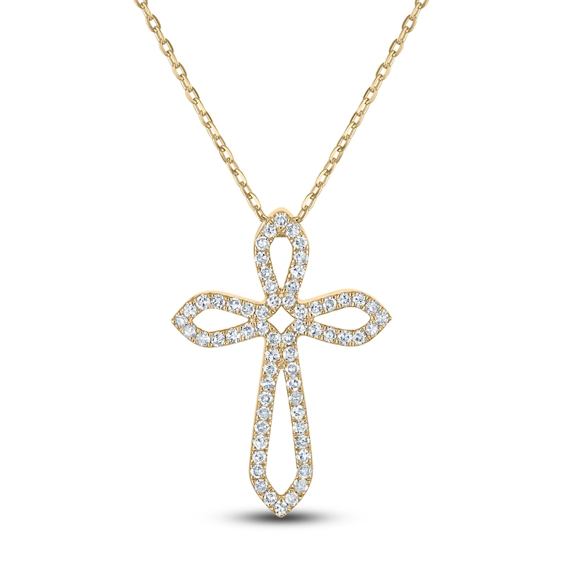 Main Image 1 of Diamond Cross Necklace 1/3 ct tw 10K Yellow Gold 18&quot;