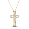 Thumbnail Image 2 of Diamond Cross Necklace 1/3 ct tw 10K Yellow Gold 18&quot;