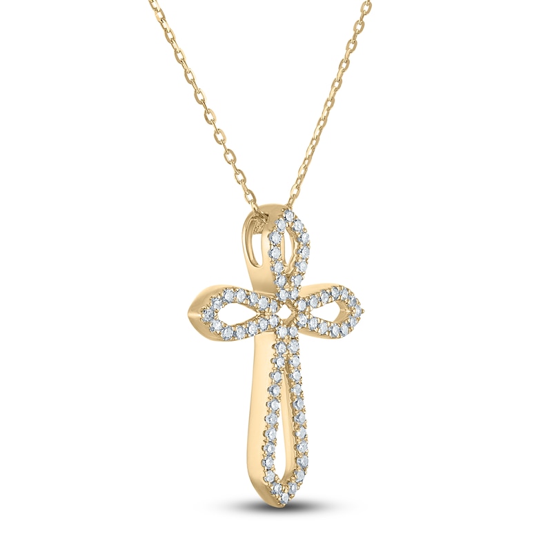 Main Image 2 of Diamond Cross Necklace 1/3 ct tw 10K Yellow Gold 18&quot;