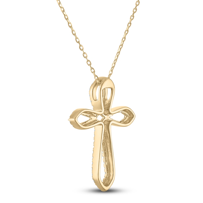 Main Image 3 of Diamond Cross Necklace 1/3 ct tw 10K Yellow Gold 18&quot;