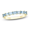 Thumbnail Image 1 of Baguette-Cut Natural Swiss Blue Topaz Stackable Ring 10K Yellow Gold