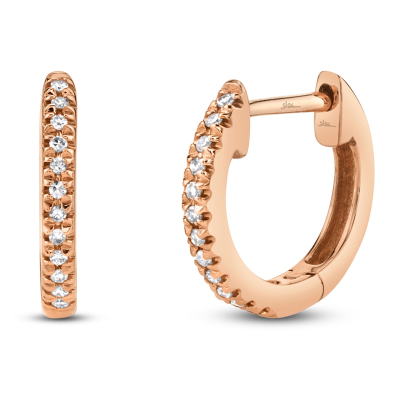 Shy Creation Diamond Huggie Hoop Earrings 1/15 ct tw 14K Rose Gold SC22004024