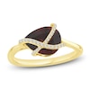 Thumbnail Image 0 of Pear-Shaped Natural Garnet & Diamond Crossover Ring 1/15 ct tw 14K Yellow Gold