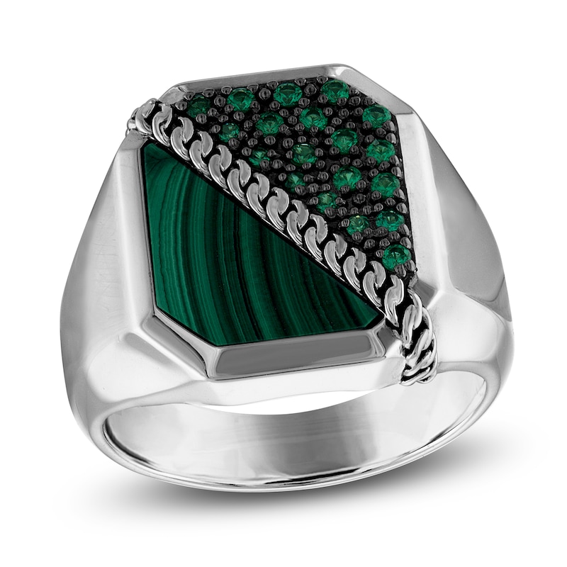 Main Image 1 of 1933 by Esquire Men's Natural Malachite & Green Onyx Ring Sterling Silver