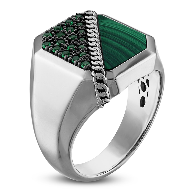 Main Image 2 of 1933 by Esquire Men's Natural Malachite & Green Onyx Ring Sterling Silver