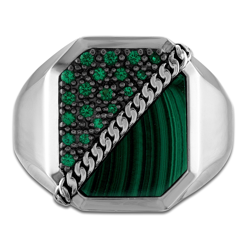 Main Image 3 of 1933 by Esquire Men's Natural Malachite & Green Onyx Ring Sterling Silver