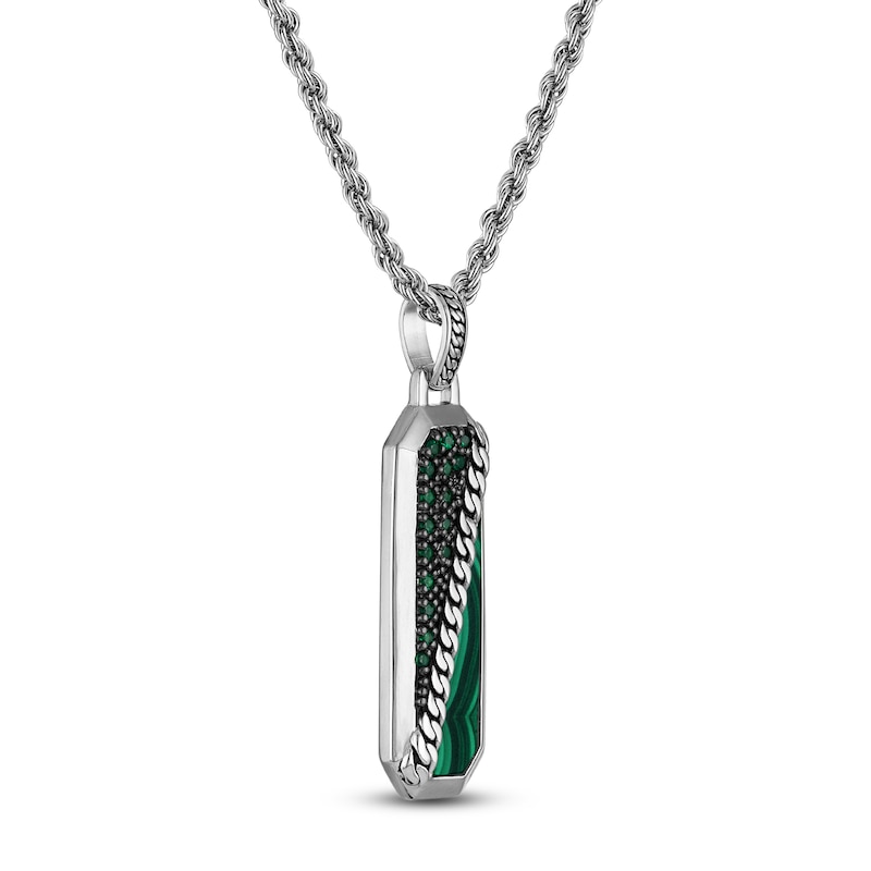 Main Image 2 of 1933 by Esquire Men's Natural Malachite & Green Onyx Necklace Sterling Silver 22&quot;