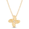 Thumbnail Image 1 of Italia D'Oro Satin-Finish Flower Necklace 14K Yellow Gold 18&quot;