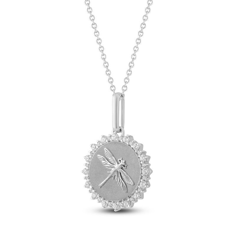 Main Image 2 of Diamond Dragonfly Medallion Necklace 1/4 ct tw Sterling Silver 18&quot;