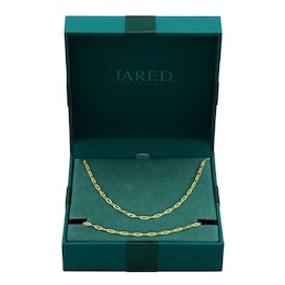 Italia D'Oro Hollow Paperclip Chain Necklace & Bracelet Set 14K Yellow Gold