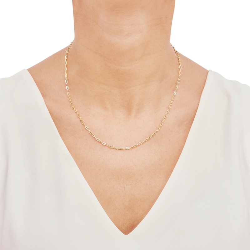 Main Image 7 of Italia D'Oro Hollow Paperclip Chain Necklace & Bracelet Set 14K Yellow Gold