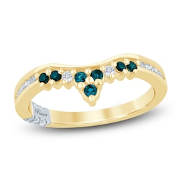 Pnina Tornai Natural London Blue Topaz & Diamond Contour Anniversary Ring 1/6 ct tw 14K Yellow Gold