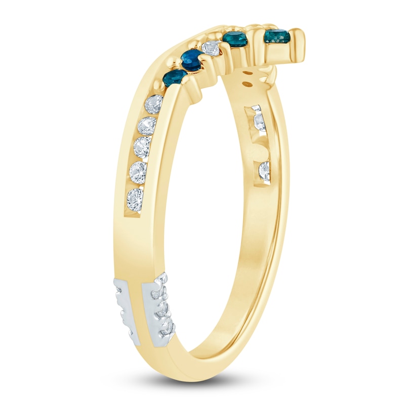 Main Image 2 of Pnina Tornai Natural London Blue Topaz & Diamond Contour Anniversary Ring 1/6 ct tw 14K Yellow Gold