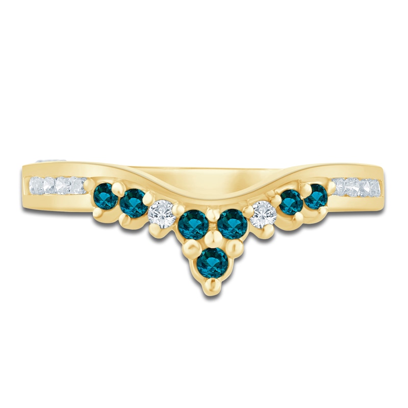 Main Image 3 of Pnina Tornai Natural London Blue Topaz & Diamond Contour Anniversary Ring 1/6 ct tw 14K Yellow Gold