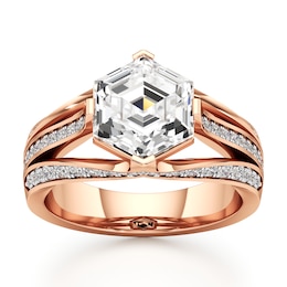 J'Lure Lab-Created Diamond Hexagon Step-Cut Engagement Ring 3-1/2 ct tw 18K Rose Gold