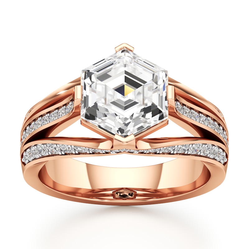 Main Image 1 of J'Lure Lab-Created Diamond Hexagon Step-Cut Engagement Ring 3-1/2 ct tw 18K Rose Gold