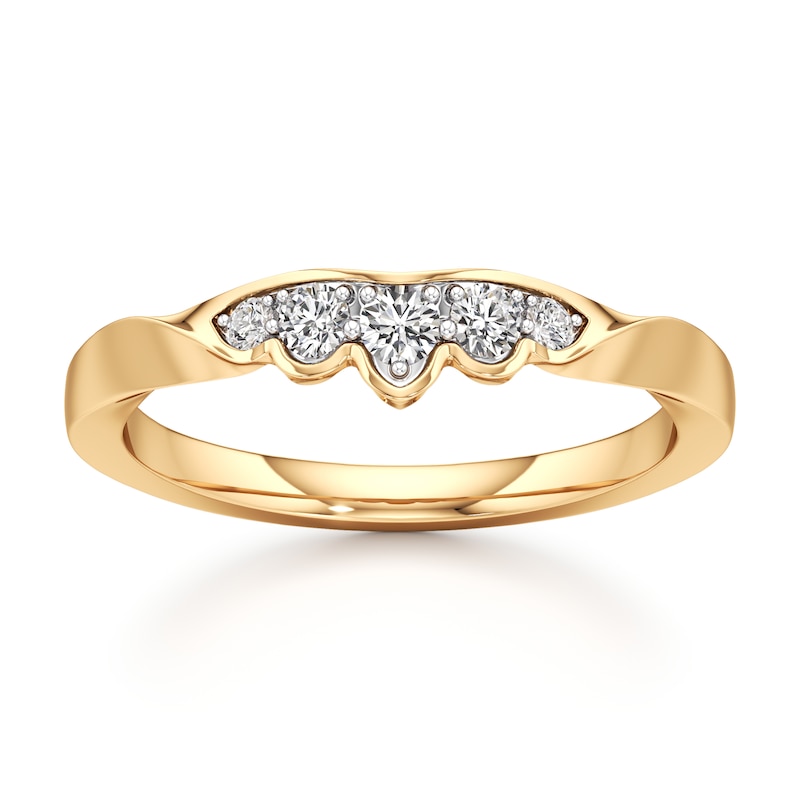 Main Image 1 of J'Lure Lab-Created Diamond Scalloped Wedding Band 1/5 ct tw 18K Yellow Gold