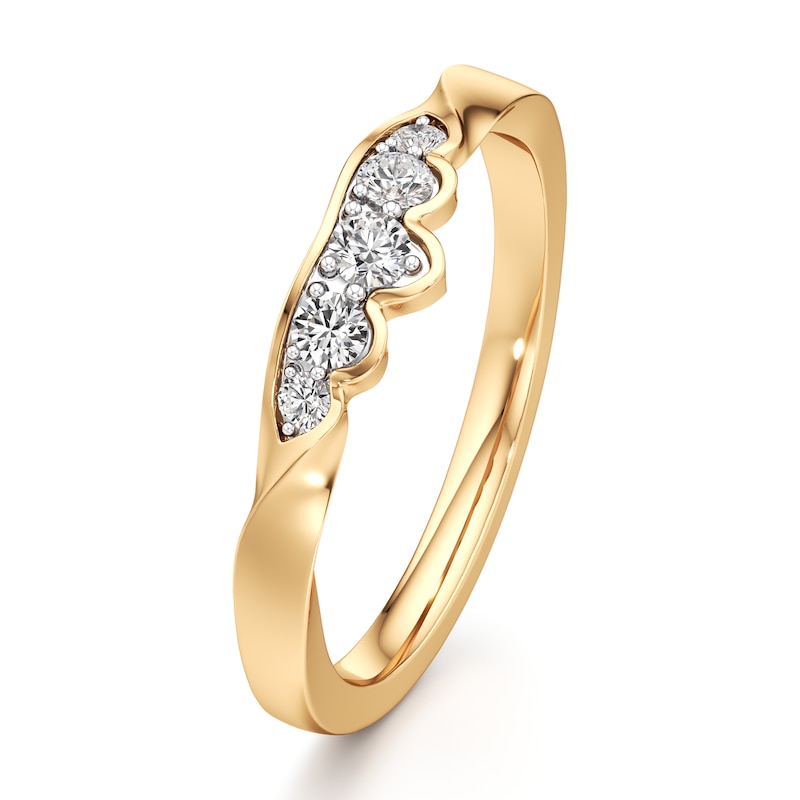 Main Image 4 of J'Lure Lab-Created Diamond Scalloped Wedding Band 1/5 ct tw 18K Yellow Gold