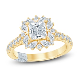 Pnina Tornai Princess-Cut Lab-Created Diamond Halo Engagement Ring 1-3/4 ct tw 14K Yellow Gold