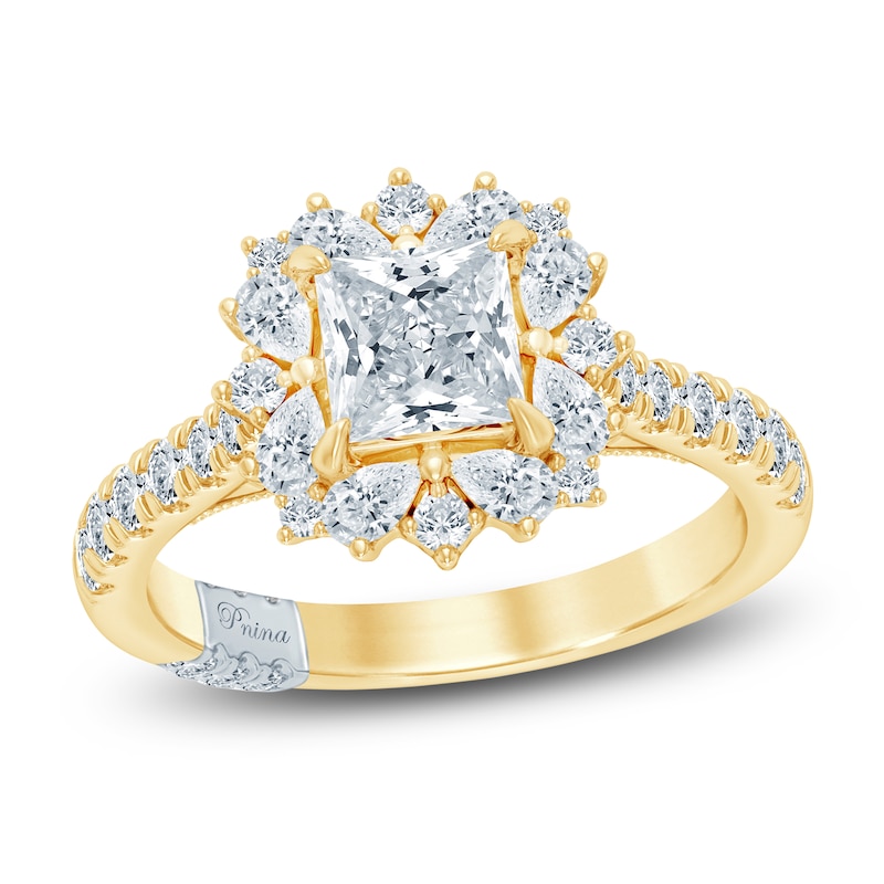 Main Image 1 of Pnina Tornai Princess-Cut Lab-Created Diamond Halo Engagement Ring 1-3/4 ct tw 14K Yellow Gold