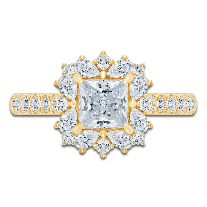 Main Image 3 of Pnina Tornai Princess-Cut Lab-Created Diamond Halo Engagement Ring 1-3/4 ct tw 14K Yellow Gold