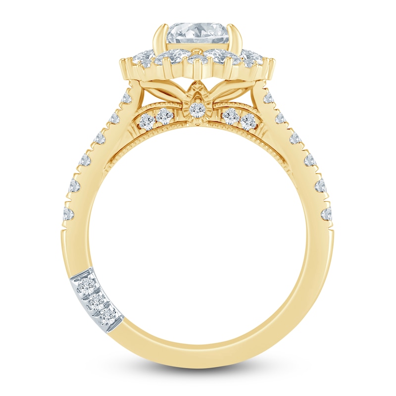 Main Image 4 of Pnina Tornai Princess-Cut Lab-Created Diamond Halo Engagement Ring 1-3/4 ct tw 14K Yellow Gold