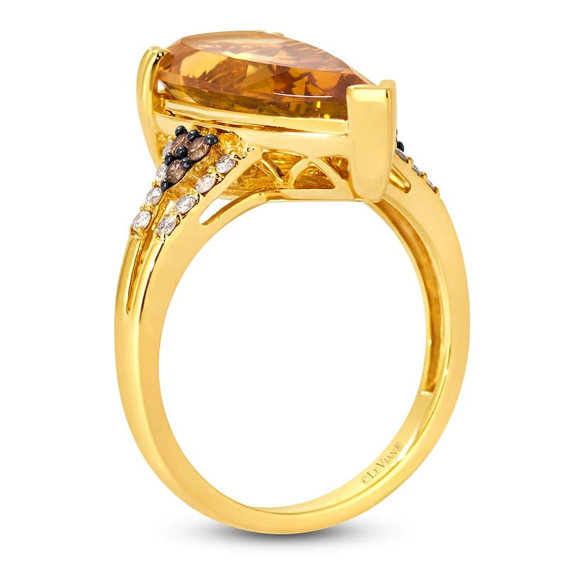 Main Image 2 of Le Vian Silhouette Elongated Pear-Shaped Natural Citrine Ring 1/4 ct tw Diamonds 14K Honey Gold