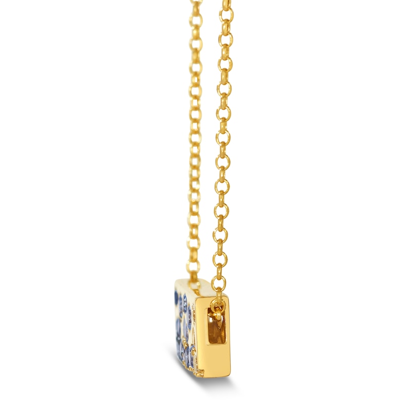 Main Image 2 of Le Vian Tramonto D'Oro Denim Ombré Sapphire Bar Necklace 14K Honey Gold 18&quot;