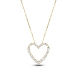 Lab-Created Diamond Graduated Open-Heart Necklace 1 ct tw 14K Yellow Gold 18&quot;