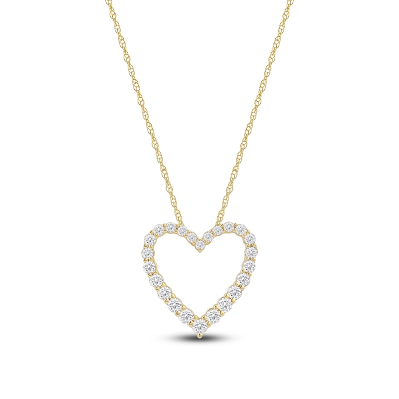 Main Image 1 of Lab-Created Diamond Graduated Open-Heart Necklace 1 ct tw 14K Yellow Gold 18&quot;