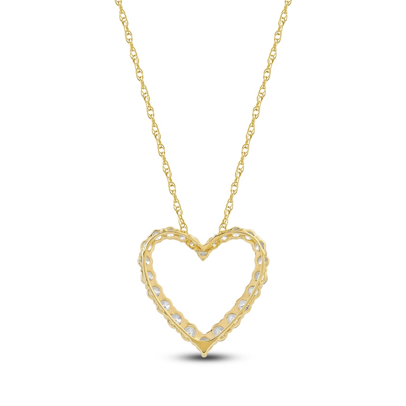 Main Image 3 of Lab-Created Diamond Graduated Open-Heart Necklace 1 ct tw 14K Yellow Gold 18&quot;