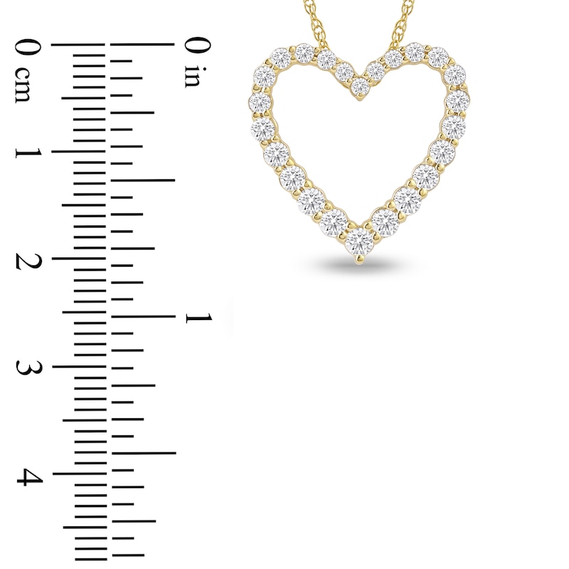 Main Image 4 of Lab-Created Diamond Graduated Open-Heart Necklace 1 ct tw 14K Yellow Gold 18&quot;