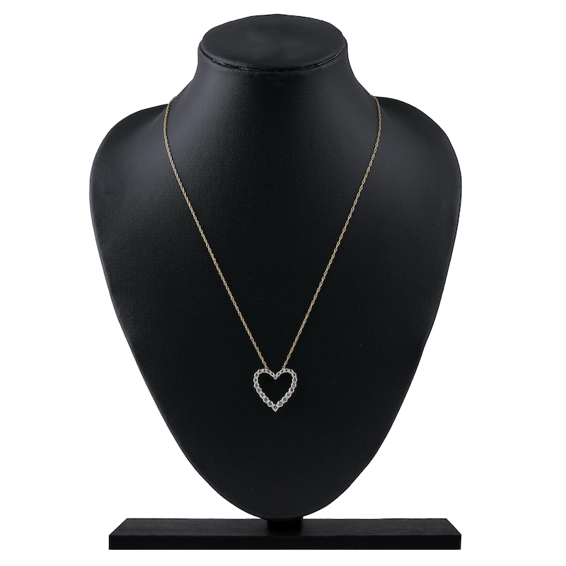 Main Image 5 of Lab-Created Diamond Graduated Open-Heart Necklace 1 ct tw 14K Yellow Gold 18&quot;