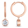 Thumbnail Image 1 of Round-Cut Lab-Created Diamond Solitaire Dangle Hoop Earrings 1 ct tw 14K Rose Gold (SI2/F)