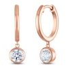 Thumbnail Image 2 of Round-Cut Lab-Created Diamond Solitaire Dangle Hoop Earrings 1 ct tw 14K Rose Gold (SI2/F)