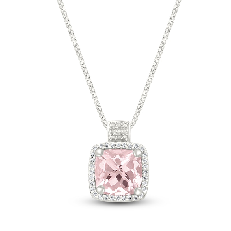 Main Image 2 of Cushion-Cut Natural Morganite & Diamond Gift Set 1/5 ct tw Sterling Silver