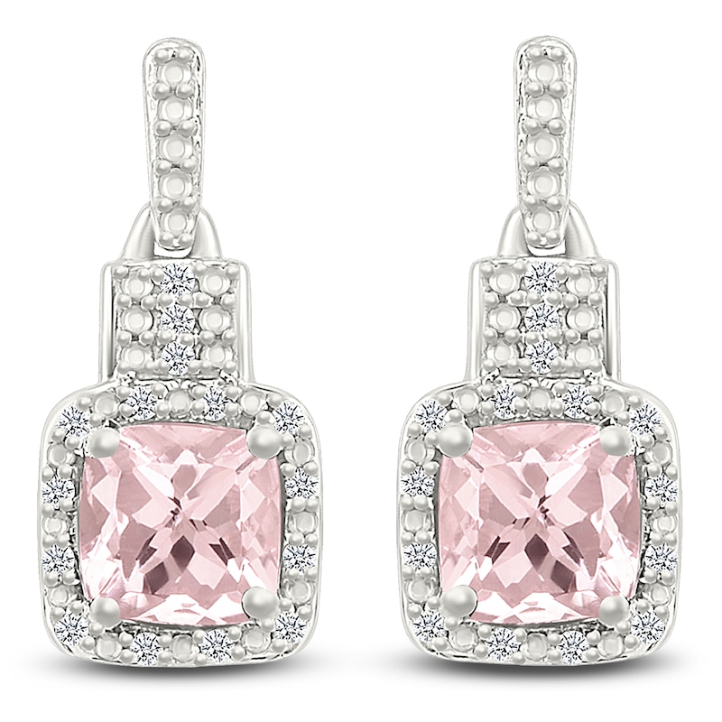 Main Image 3 of Cushion-Cut Natural Morganite & Diamond Gift Set 1/5 ct tw Sterling Silver