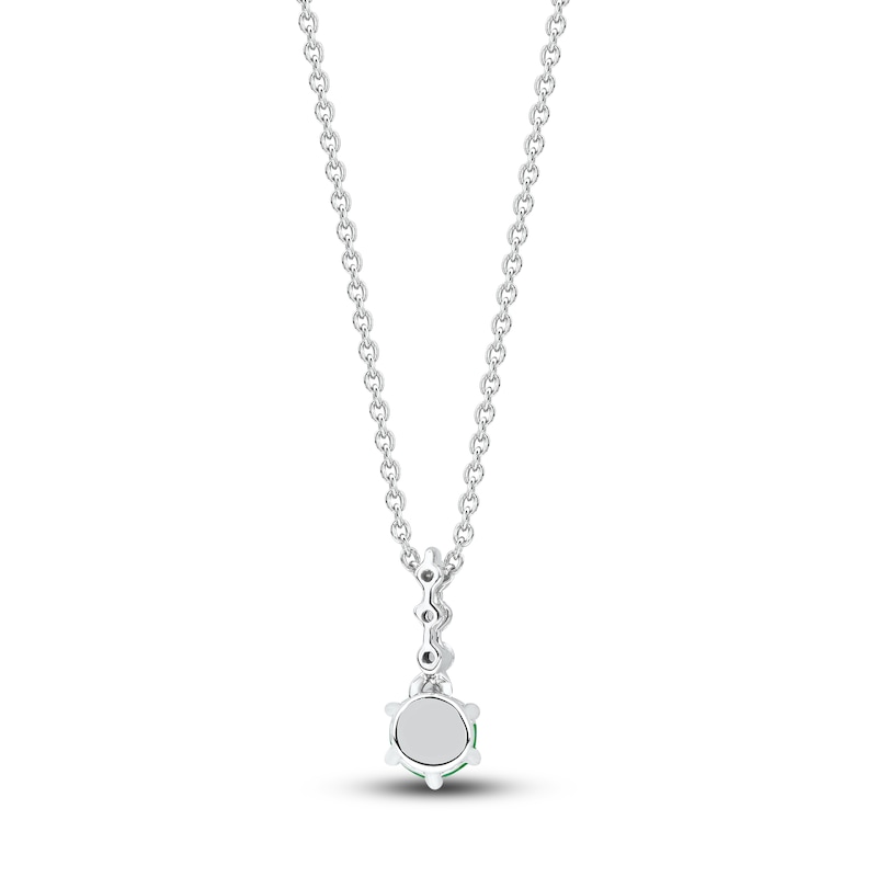 Main Image 3 of Round-Cut Natural Emerald & Diamond Pendant Necklace 1/20 ct tw 14K White Gold 18&quot;