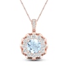 Thumbnail Image 1 of Aquamarine Necklace 5/8 ct tw Diamonds 10K Rose Gold