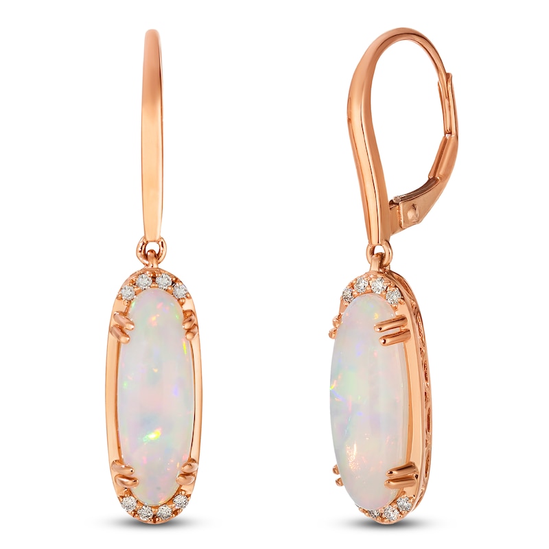 Main Image 2 of Le Vian Silhouette Oval-Cut Natural Opal Drop Earrings 1/15 ct tw Diamonds 14K Strawberry Gold