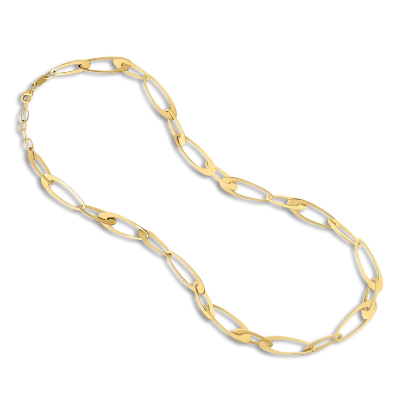 Main Image 1 of Italia D'Oro Tapered Oval Link Necklace 14K Yellow Gold 18&quot;