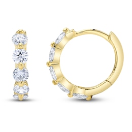 Shy Creation Diamond Huggie Hoop Earrings 7/8 ct tw 14K Yellow Gold SC55023230V2