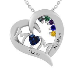 Birthstone Family & Mother's Heart Necklace (2-6 Stones and 2 Lines)