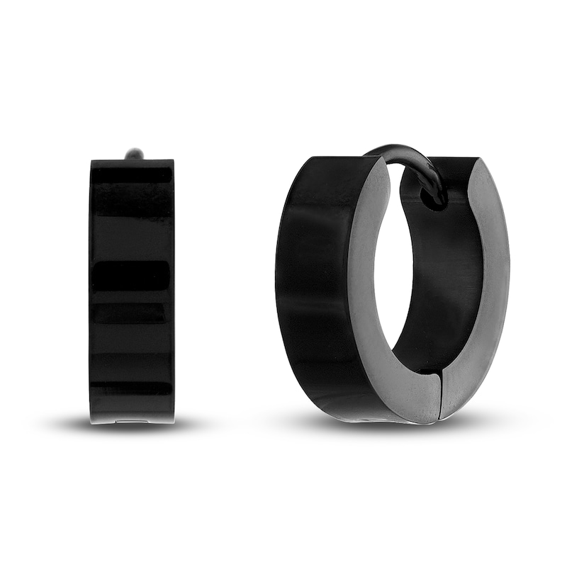 Huggie Earrings Black Ion-Plated Stainless Steel 15mm