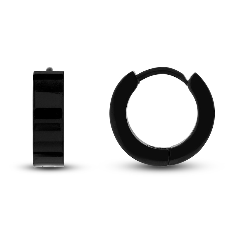 Huggie Earrings Black Ion-Plated Stainless Steel 15mm